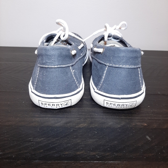 3/$20 Sperry Top-Sider Halyard 2-Eye Sneakers Boat Shoes Navy Blue Canvas - Picture 5 of 12